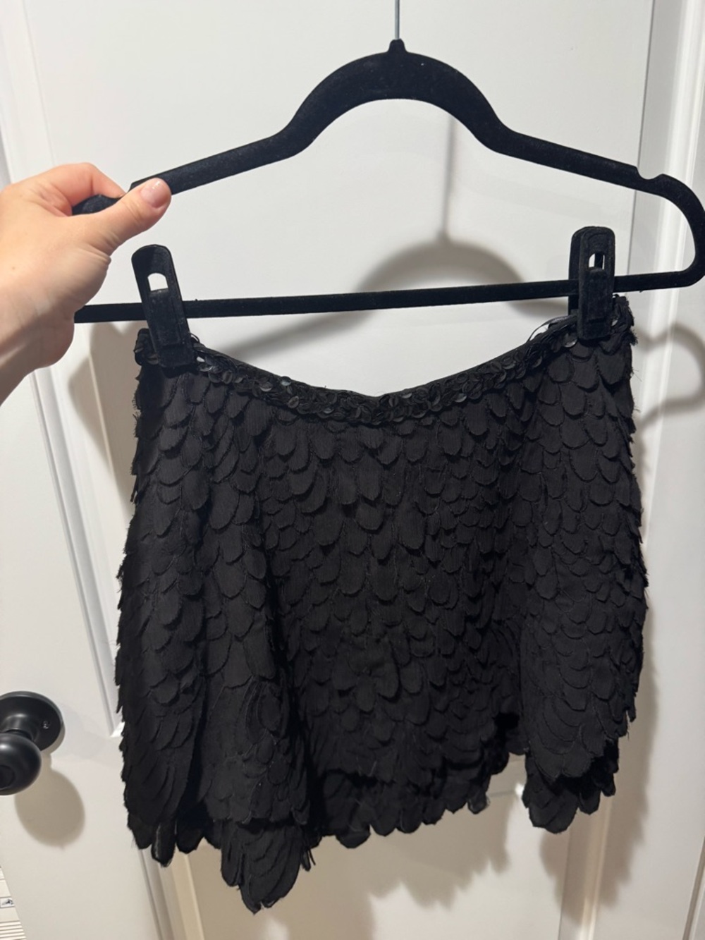 Zara Black Petal-Detail Mini Skirt